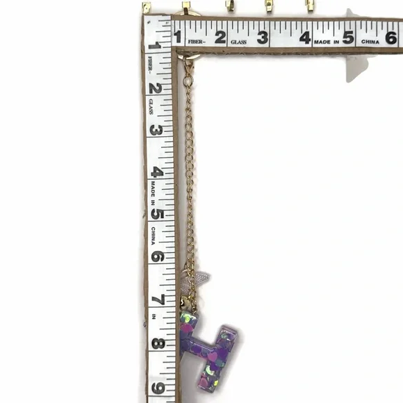 Purple Pink Hearts 'H' Butterfly Tassel Plastic Bag Charm Keychain - Picture 3 of 3